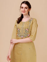 Thumbnail for Embroidered Kurta With Pant & Printed Dupatta Set, Multicolor - Hiral Fashion - Dista