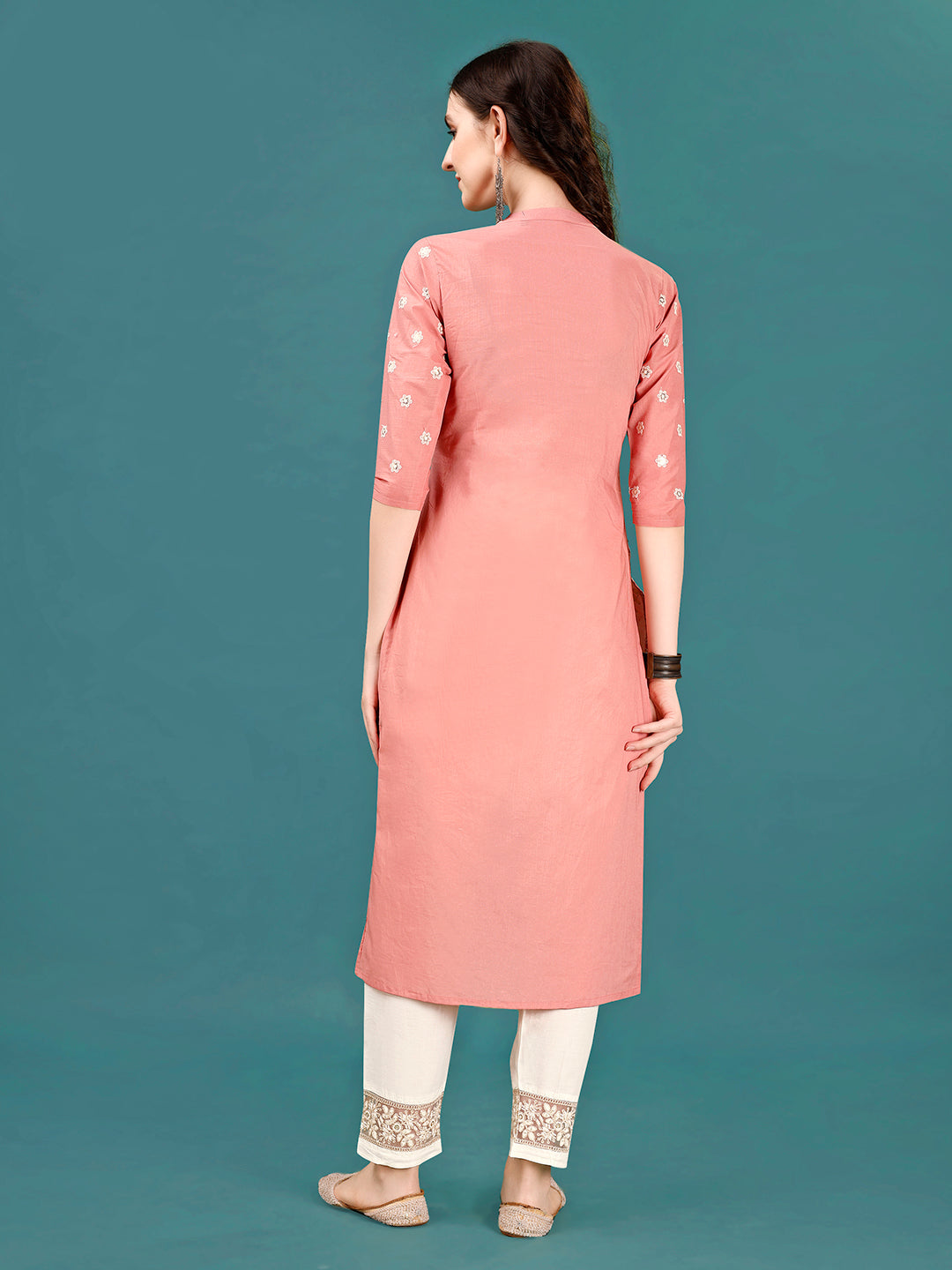 Lucknowi Embroidered Pure Cotton Mal Kurta With Designer Pant, Multicolor - Hiral Fashion - Dista