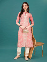 Thumbnail for Lucknowi Embroidered Pure Cotton Mal Kurta With Designer Pant, Multicolor - Hiral Fashion - Dista
