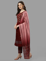 Thumbnail for Thread Embroidered Kurta With Pant And Dupatta Set, Multicolor - Hiral Fashion - Dista