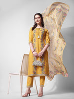 Thumbnail for Embroidered Rayon Sequined Kurta With Pant & Dupatta Set Premium, Multicolor - Hiral Fashion - Distacart