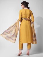 Thumbnail for Embroidered Rayon Sequined Kurta With Pant & Dupatta Set Premium, Multicolor - Hiral Fashion - Distacart