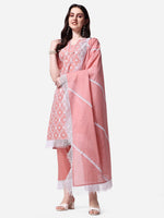 Thumbnail for Lucknawi Embroidered Kurta With Pant & Dupatta Set, Multicolor - Hiral Fashion - Distacart