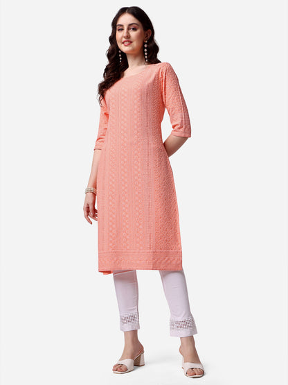 Thread Embroidered Kurta, Multicolor - Hiral Fashion - Dista
