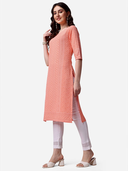 Thread Embroidered Kurta, Multicolor - Hiral Fashion - Dista
