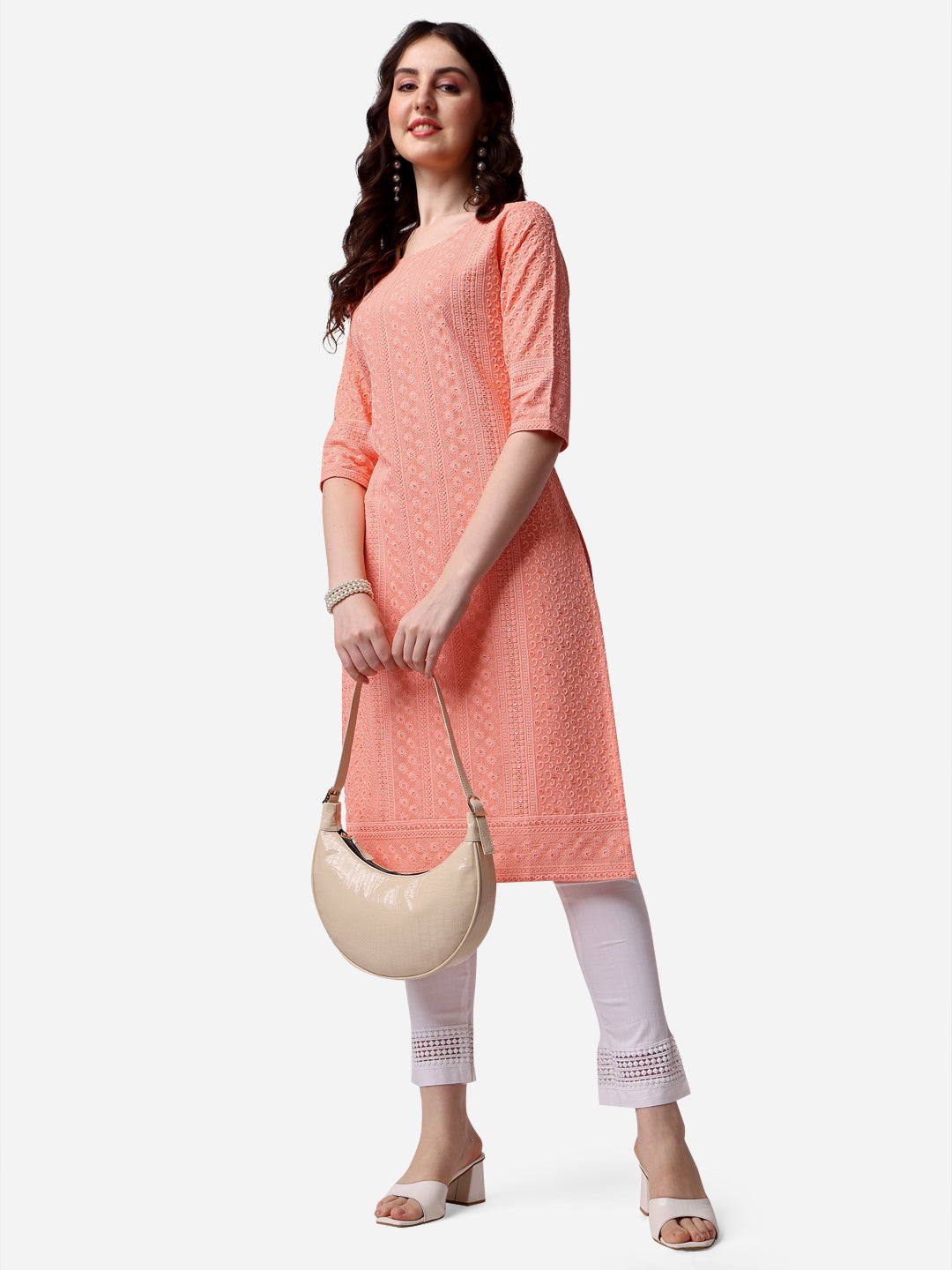 Thread Embroidered Kurta, Multicolor - Hiral Fashion - Dista