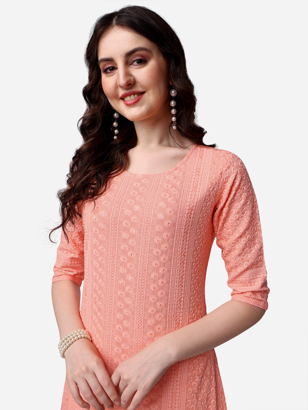 Thread Embroidered Kurta, Multicolor - Hiral Fashion - Dista