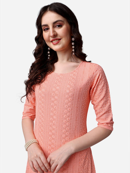 Thread Embroidered Kurta, Multicolor - Hiral Fashion - Dista