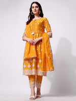 Thumbnail for Nayra Cut Chikankari Embroidered Kurta With Pant And Dupatta Set, Multicolor - Hiral Fashion - Dista