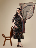 Thumbnail for Nayra Cut Printed Kurta With Pant And Dupatta Set, Multicolor - Hiral Fashion - Distacart