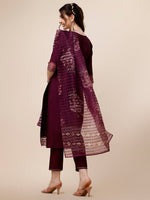Thumbnail for Hand Embroidered Kurta With Pant And Organza Printed Dupatta Set, Multicolor - Hiral Fashion - Dista