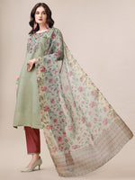 Thumbnail for Embroidered Kurta With Pant & Printed Dupatta Set, Multicolor - Hiral Fashion - Distacart