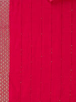 Thumbnail for Chanderi Hot Pink Kurta With Pant And Dupatta Set, Multicolor - Hiral Fashion - Distacart