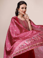 Thumbnail for Embroidered Silk Blend Kurta With Pant & Printed Dupatta, Multicolor - Hiral Fashion - Distacart