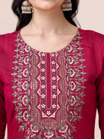Thumbnail for Embroidered Silk Blend Kurta With Pant & Printed Dupatta, Multicolor - Hiral Fashion - Distacart