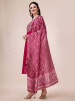 Thumbnail for Embroidered Silk Blend Kurta With Pant & Printed Dupatta, Multicolor - Hiral Fashion - Distacart