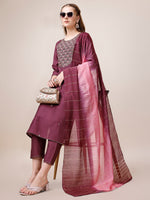 Thumbnail for Embroidered Kurta With Pant & Dupatta, Multicolor - Hiral Fashion - Distacart