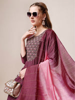 Thumbnail for Embroidered Kurta With Pant & Dupatta, Multicolor - Hiral Fashion - Distacart