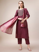 Thumbnail for Embroidered Kurta With Pant & Dupatta, Multicolor - Hiral Fashion - Distacart