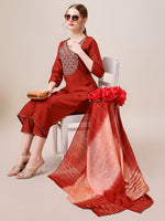 Thumbnail for Embroidered Kurta With Pant & Dupatta, Multicolor - Hiral Fashion - Distacart