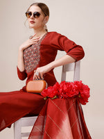 Thumbnail for Embroidered Kurta With Pant & Dupatta, Multicolor - Hiral Fashion - Distacart