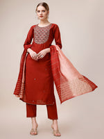 Thumbnail for Embroidered Kurta With Pant & Dupatta, Multicolor - Hiral Fashion - Distacart