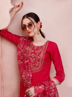 Thumbnail for Embroidered Kurta With Pant And Dupatta Set, Multicolor - Hiral Fashion - Distacart