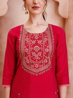 Thumbnail for Embroidered Kurta With Pant And Dupatta Set, Multicolor - Hiral Fashion - Distacart