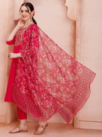 Thumbnail for Embroidered Kurta With Pant And Dupatta Set, Multicolor - Hiral Fashion - Distacart