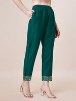 Thumbnail for Hand Embroidered Chanderi Kurta With Pant And Dupatta Set Premium, Multicolor - Hiral Fashion - Distacart
