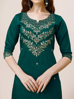Thumbnail for Hand Embroidered Chanderi Kurta With Pant And Dupatta Set Premium, Multicolor - Hiral Fashion - Distacart