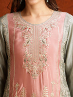 Thumbnail for Pakistani Embroidered Kurta With Pant & Embroidered Dupatta, Green - Hiral Fashion - Distacart