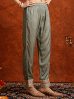Thumbnail for Pakistani Embroidered Kurta With Pant & Embroidered Dupatta, Green - Hiral Fashion - Distacart