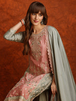 Thumbnail for Pakistani Embroidered Kurta With Pant & Embroidered Dupatta, Green - Hiral Fashion - Distacart