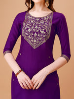 Thumbnail for Embroidered Kurta With Pant & Printed Organza Dupatta Premium, Multicolor - Hiral Fashion - Distacart