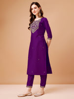 Thumbnail for Embroidered Kurta With Pant & Printed Organza Dupatta Premium, Multicolor - Hiral Fashion - Distacart