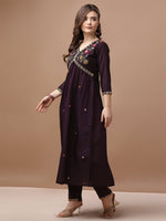 Thumbnail for Alia Cut Hand Embroidered Kurta With Pant & Dupatta Premium, Multicolor - Hiral Fashion - Distacart