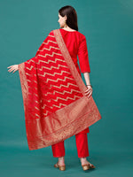 Thumbnail for Hand Embroidered Kurta With Pant & Banarasi Jacquard Dupatta Premium, Multicolor - Hiral Fashion - Distacart