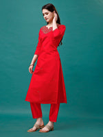 Thumbnail for Hand Embroidered Kurta With Pant & Banarasi Jacquard Dupatta Premium, Multicolor - Hiral Fashion - Distacart