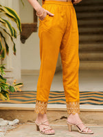 Thumbnail for Nyra Cut Embroidered & Printed Kurta With Pant & Dupatta, Mustard - Hiral Fashion - Dista