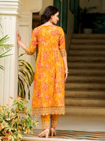 Thumbnail for Nyra Cut Embroidered & Printed Kurta With Pant & Dupatta, Mustard - Hiral Fashion - Dista