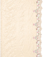 Thumbnail for Hand Embroidered Banarasi Jacqauard Kurta With Pant & Embroidered Organza Dupatta, Cream - Hiral Fashion - Distacart