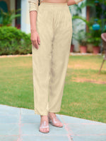 Thumbnail for Hand Embroidered Banarasi Jacqauard Kurta With Pant & Embroidered Organza Dupatta, Cream - Hiral Fashion - Distacart