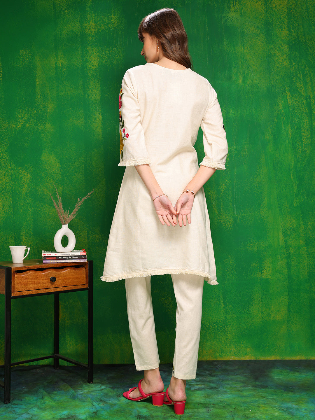 Versatile Embroidered Co Ords, Beige - Hiral Fashion