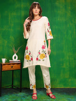 Thumbnail for Versatile Embroidered Co Ords, Beige - Hiral Fashion