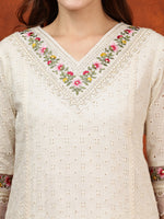 Thumbnail for Chikankari & Embroidered Kurta With Pant & Printed Dupatta, White - Hiral Fashion - Distacart
