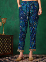 Thumbnail for Sequined Embroidered & Printed Kurta With Pant & Embroidered Dupatta, Blue - Hiral Fashion - Distacart