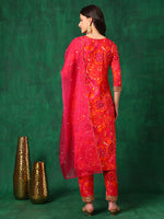 Thumbnail for Sequined Embroidered & Printed Kurta With Pant & Embroidered Dupatta, Pink - Hiral Fashion - Distacart