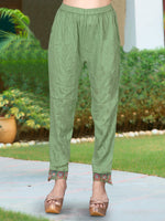 Thumbnail for Hand & Machine Embroidered Kurta With Pant & Embroidered Dupatta, Green - Hiral Fashion - Distacart