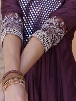 Thumbnail for Mirror Embroidered Kurta With Pant & Embroidered Dupatta, Mauve - Hiral Fashion - Distacart
